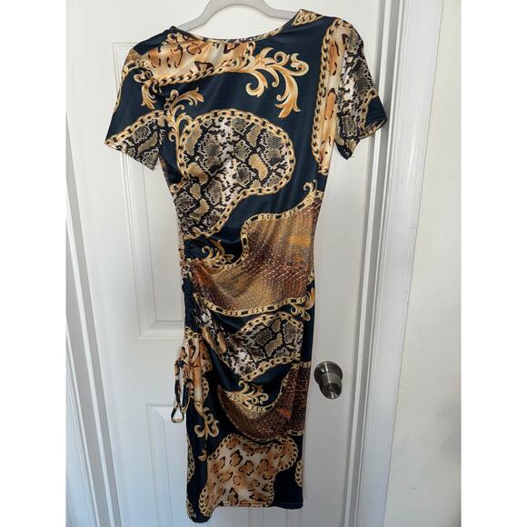 Leopard & Chain Print Drawstring Dress size S - Picture 4 of 6
